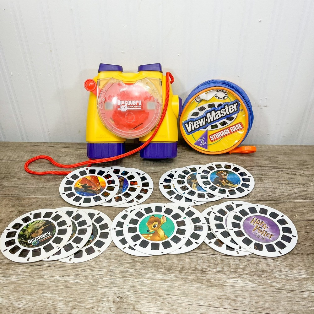 Fisher Price Discovery Channel View-Master Viewer Storage Case & 15 Reels Lot